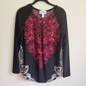 Joseph Ribkoff Paisley Print Split Black Blouse 4